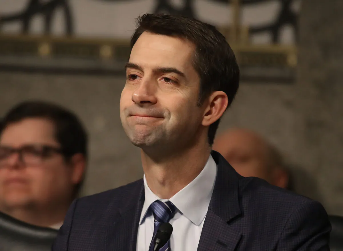 Sen. Tom Cotton (R-Ark.) on Capitol Hill in Washington on Jan. 25, 2018. (Mark Wilson/Getty Images)