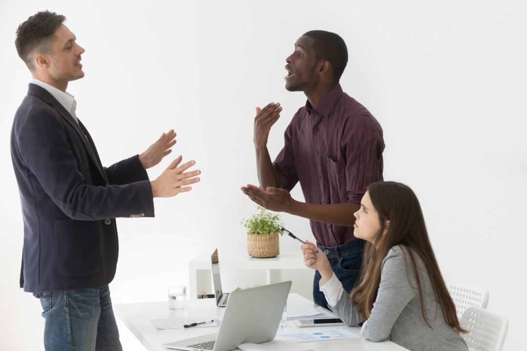 It's easy to get worked up in a conflict, but if you can take a step back and look at it from a less personal perspective, it help ease the emotional uproar. (fizkes/Shutterstock)
