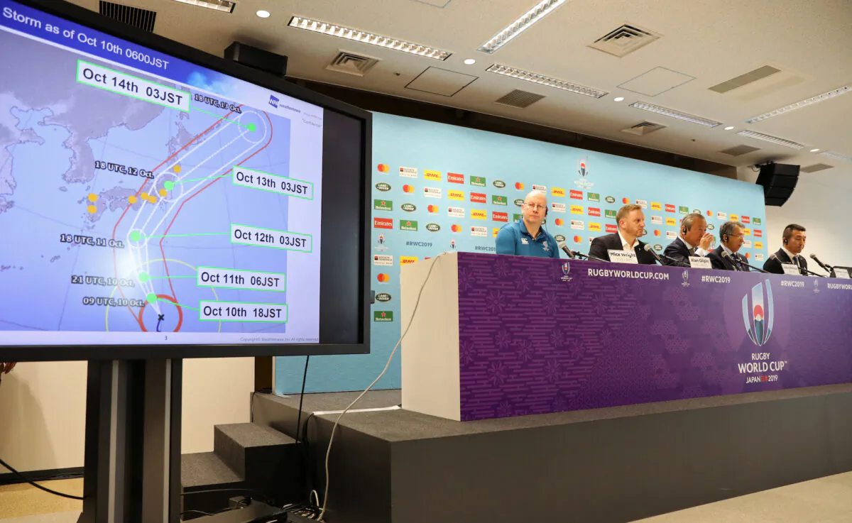 World Rugby gives update on preparations for Typhoon Hagibis in Tokyo, Japan, on Oct 10, 2019. (Reuters/Matthew Childs)