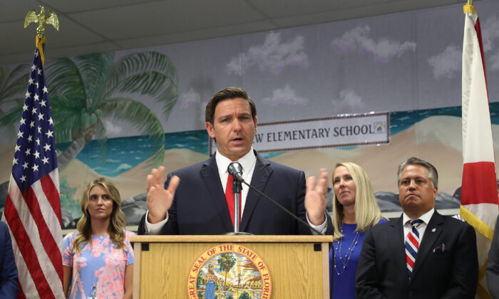 Florida Gov. Ron DeSantis announces that he wants to raise the minimum starting salary for teachers during a press conference held at Bayview Elementary School on Oct. 07, 2019 in Fort Lauderdale, Fla.  (Joe Raedle/Getty Images)