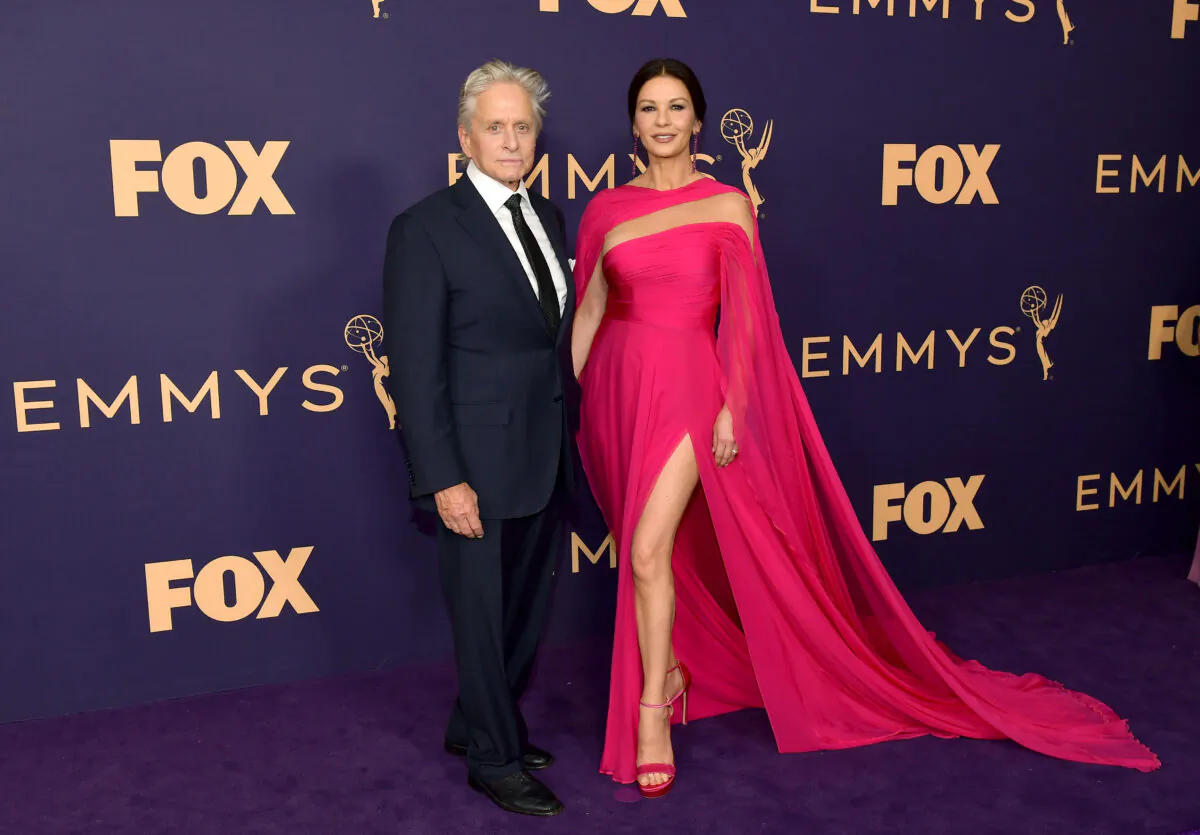 Michael Douglas and Catherine Zeta-Jones attend the 71st Emmy Awards at Microsoft Theater in Los Angeles, California on Sept. 22, 2019. (Photo by Matt Winkelmeyer/Getty Images)