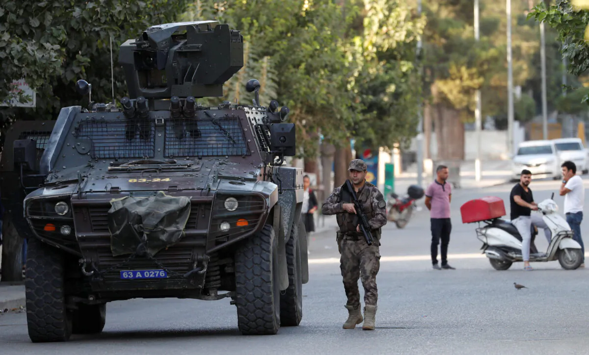 Turkish police special forces patrol in Akcakale on the Turkish-Syrian border, in Sanliurfa province, Turkey, on Oct. 12, 2019. (Murad Sezer/Reuters)