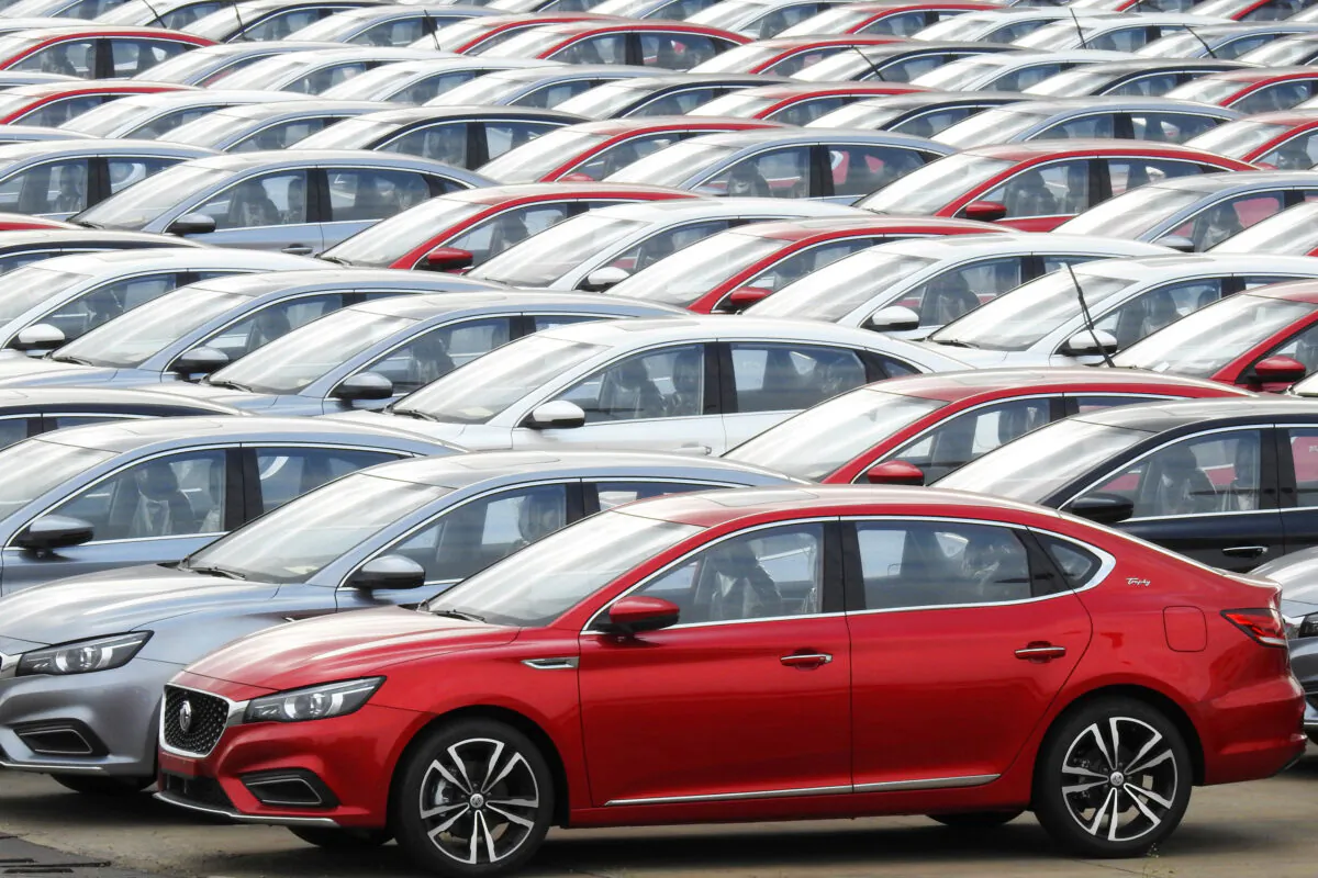 Cars for export wait to be loaded onto cargo vessels at a port in Lianyungang, Jiangsu Province, China on Oct. 14, 2019.  (Reuters)