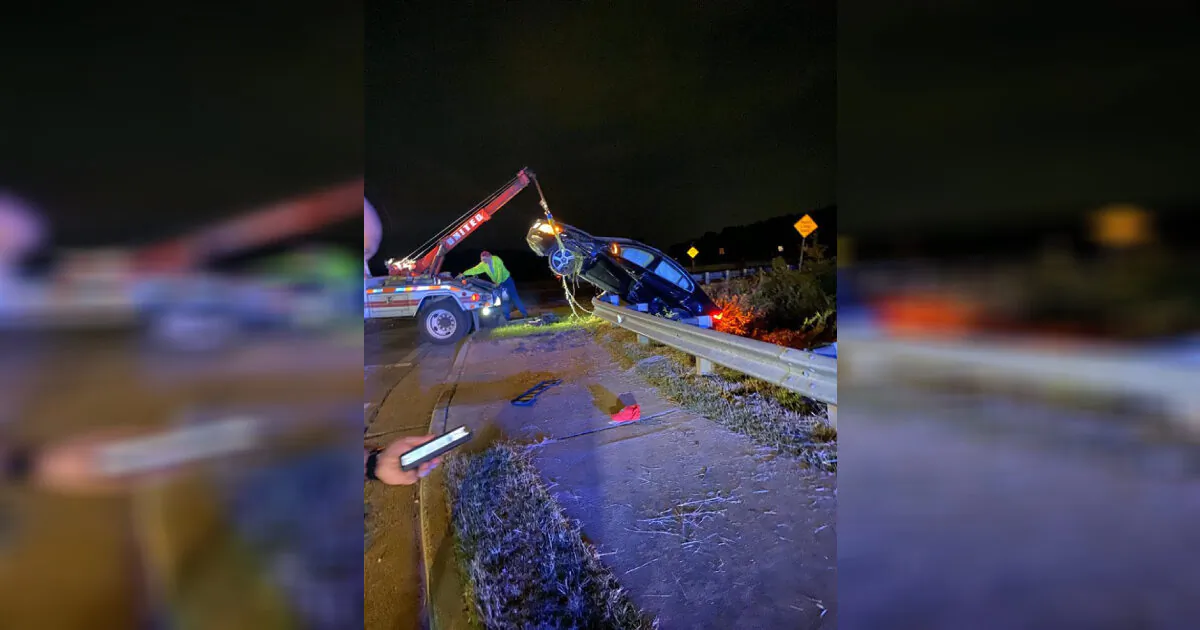 A crashed Volvo in Alpharetta, Ga., on Oct. 12, 2019. (Alpharetta Department of Public Safety)