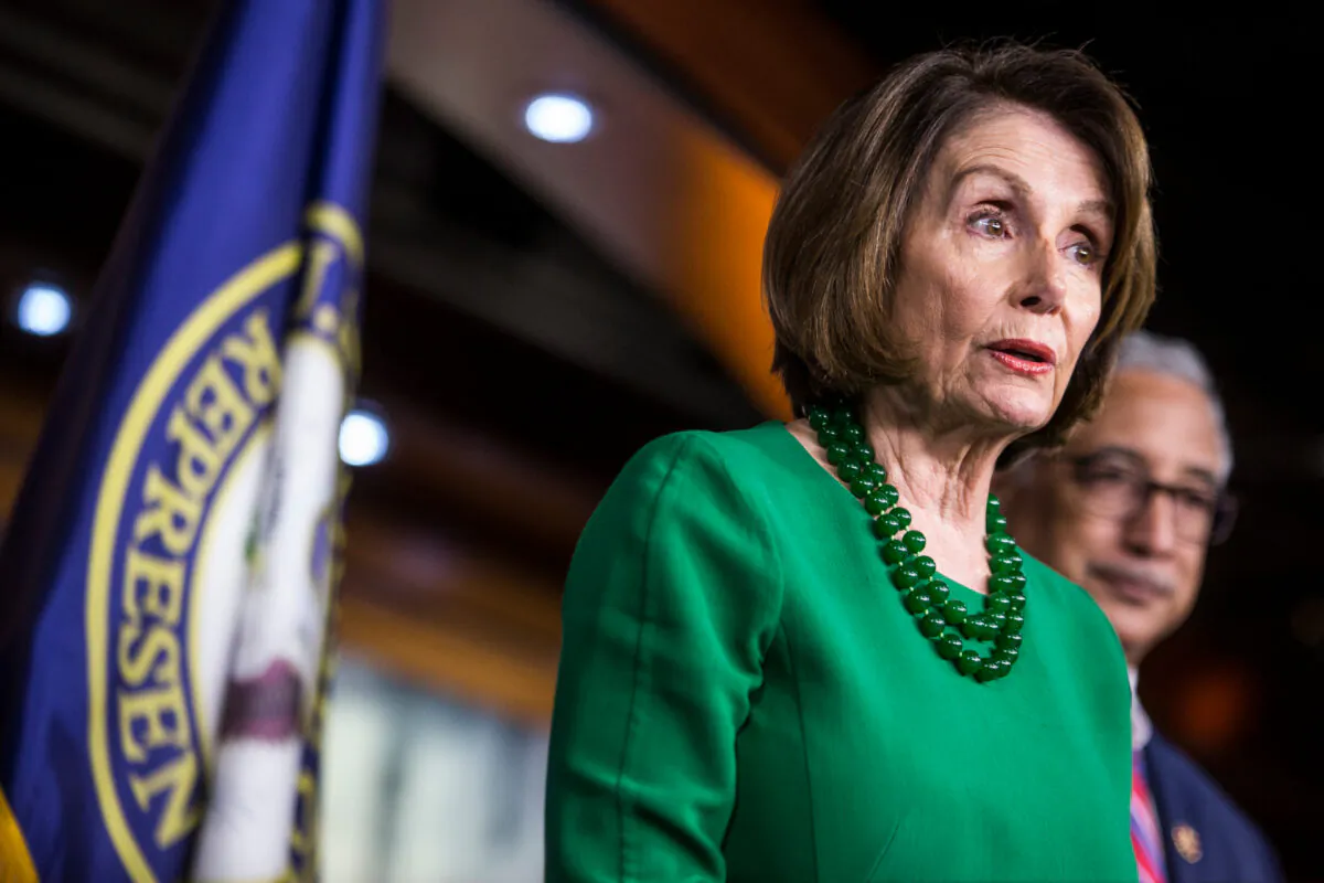 House Speaker Nancy Pelosi (D-CA) speaks during a news conference in Washington, on Oct. 15, 2019. (Zach Gibson/Getty Images)