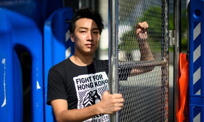 Jimmy Sham, convener of the Civil Human Rights Front (CHRF), poses during an interview with AFP in Hong Kong on August 20, 2019. (ANTHONY WALLACE/AFP/Getty Images)