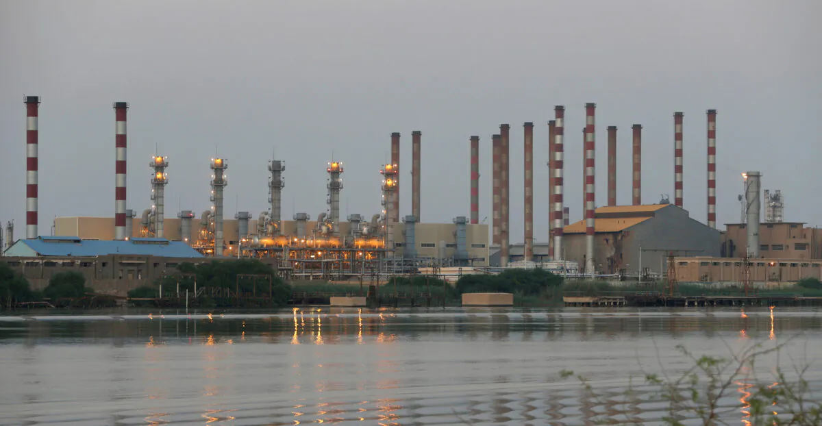A general view of Abadan oil refinery in southwest Iran, is pictured from Iraqi side of Shatt al-Arab in Al-Faw south of Basra, Iraq, on Sept. 21, 2019. (Essam Al-Sudani/Reuters)