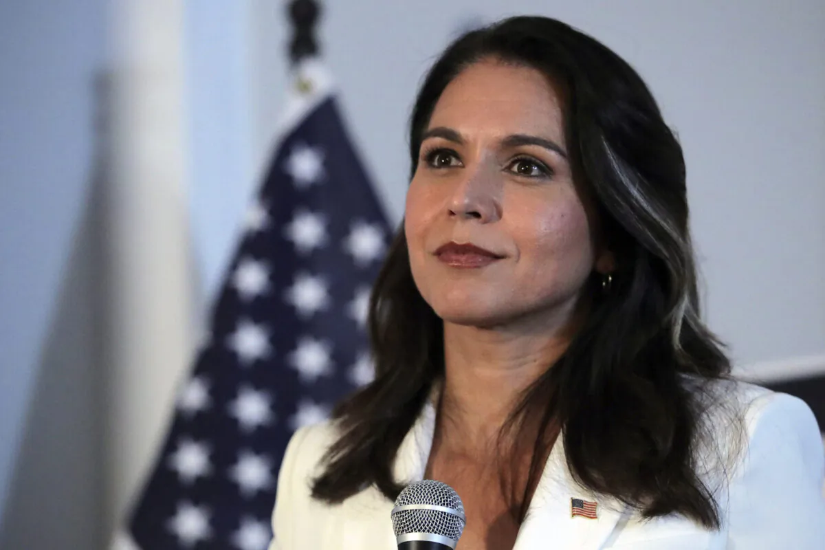 Democratic presidential candidate U.S. Rep. Tulsi Gabbard (D-Hawaii) listens to a question during a campaign stop in Londonderry, N.H., on Oct. 1, 2019. (Charles Krupa/AP Photo)