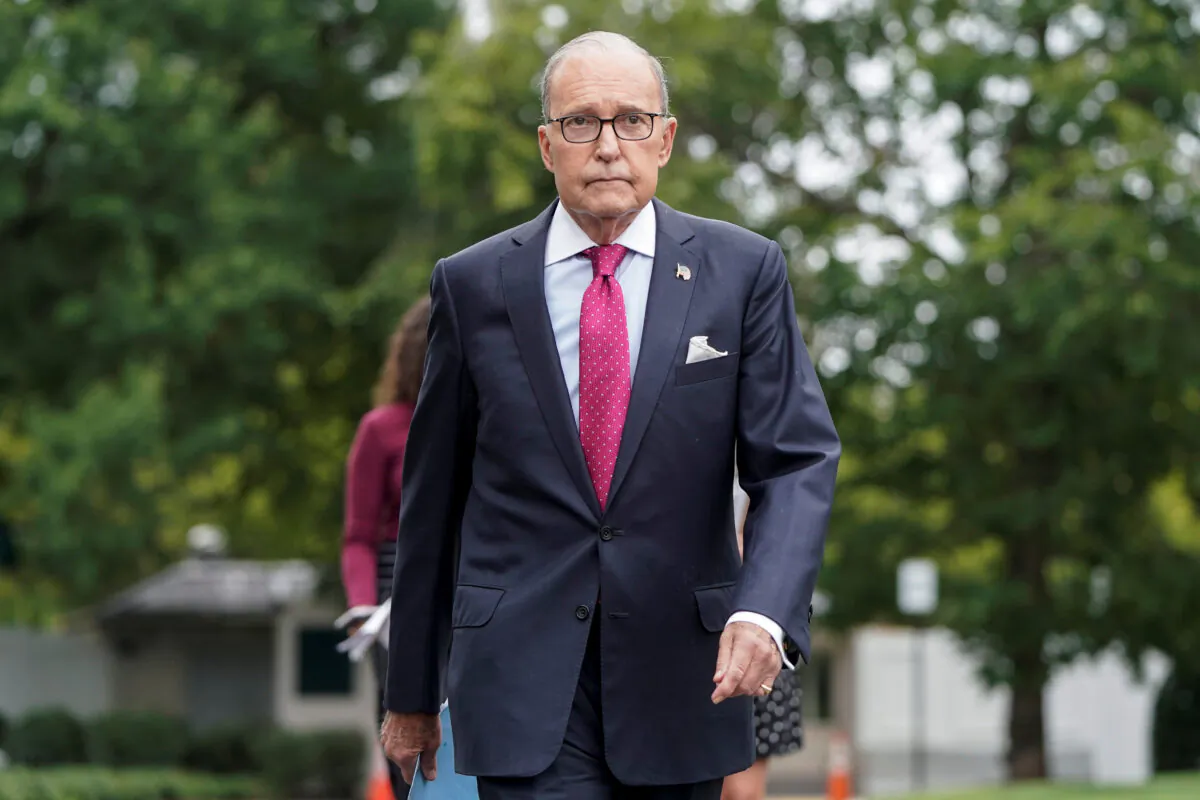 Director of the National Economic Council Larry Kudlow arrives to speak to the media at the White House in Washington, D.C. on Sept. 6, 2019. (Joshua Roberts/Reuters)
