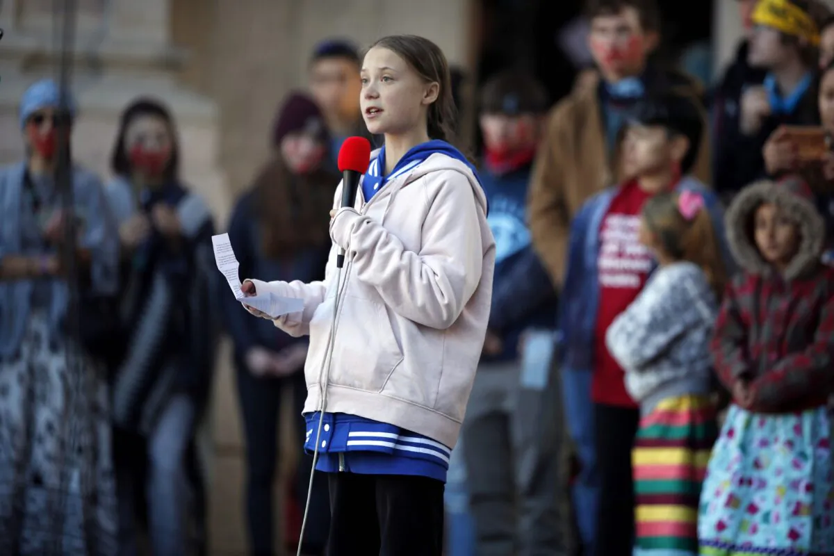 Swedish climate change activist Greta Thunberg speaks at a climate strike rally in Denver, Colorado, on Oct. 11, 2019. (AP Photo/David Zalubowski)
