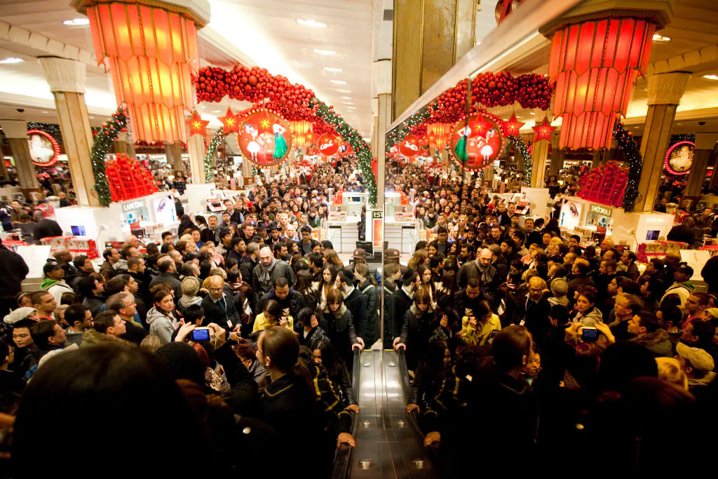 Bargain hunters shop for discounted merchandise at Macy's on 'Black Friday' in New York on Nov. 25, 2011. (Michael Nagle/Getty Images)