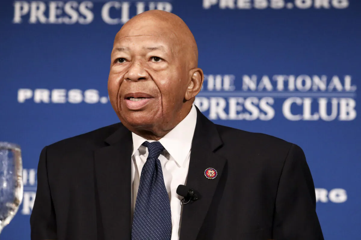 Rep. Elijah Cummings (D-Md.) speaks at the National Press Club in Washington on Aug. 7, 2019. (Samira Bouaou/The Epoch Times)