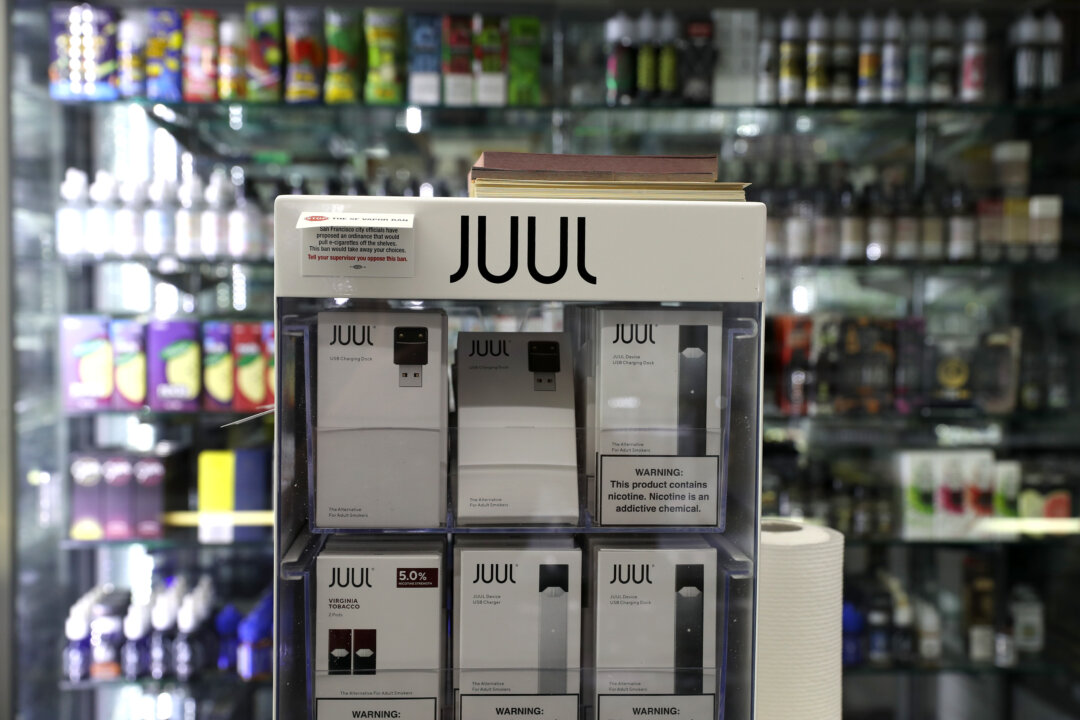 E-Cigarettes made by Juul are displayed at Smoke and Gift Shop in San Francisco, California, on June 25, 2019. (Justin Sullivan/Getty Images)