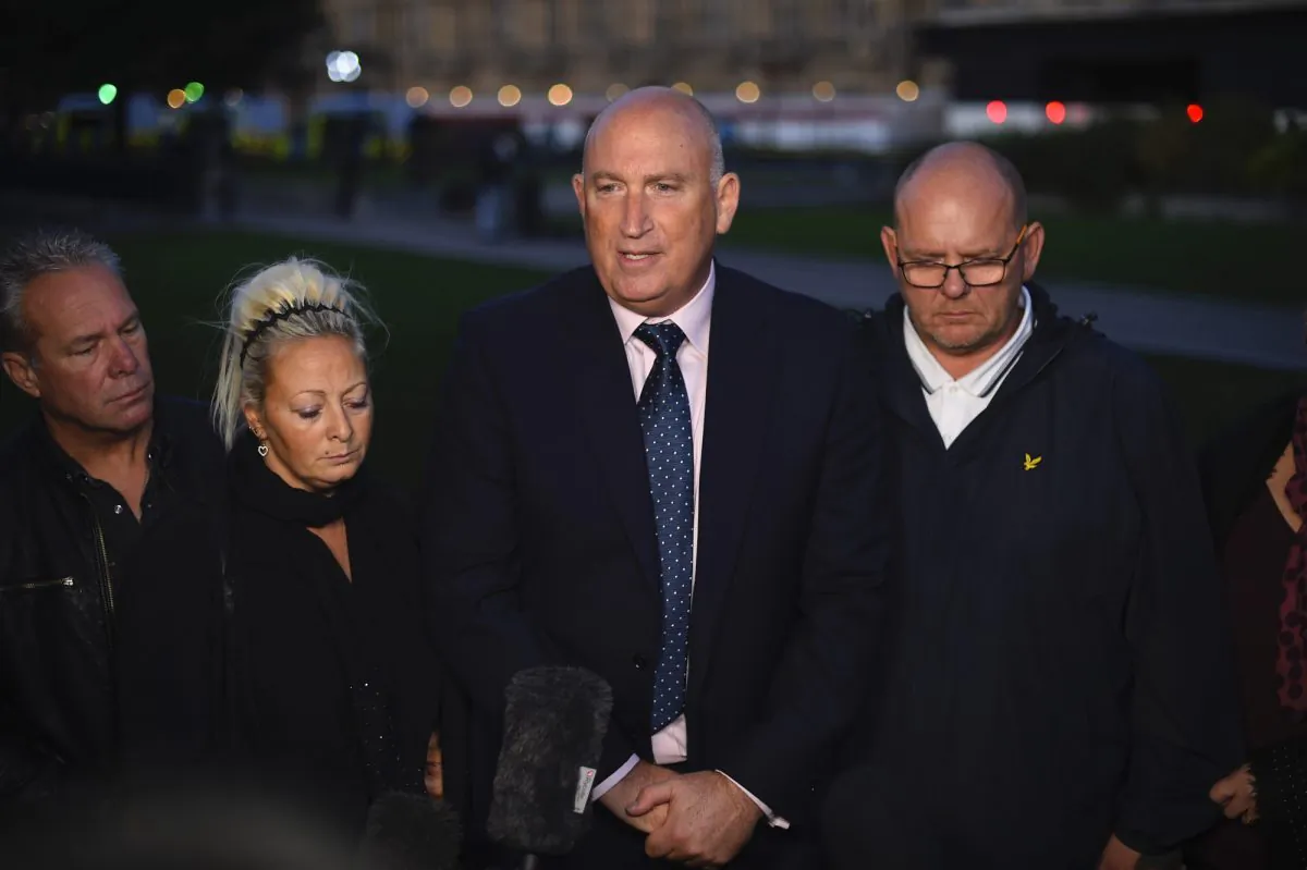 Family spokesman Radd Seiger speaks to the media on behalf of the parents of Harry Dunn, Tim Dunn, and Charlotte Charles, after meeting with Foreign Secretary Dominic Raab in London, England, on Oct. 9, 2019. (Peter Summers/Getty Images)