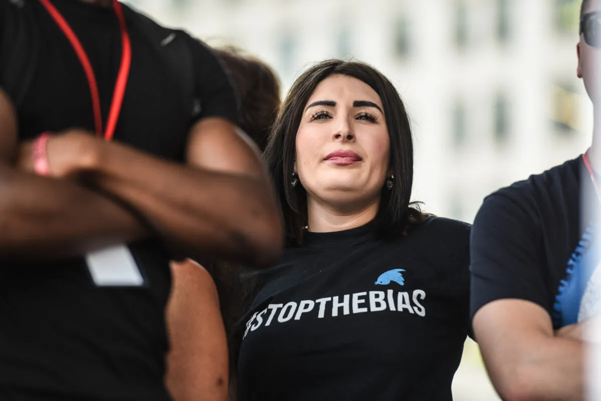 Laura Loomer waits backstage during a "Demand Free Speech" rally on Freedom Plaza on July 6, 2019, in Washington. The demonstrators are calling for an end of censorship by social media companies. (Stephanie Keith/Getty Images)