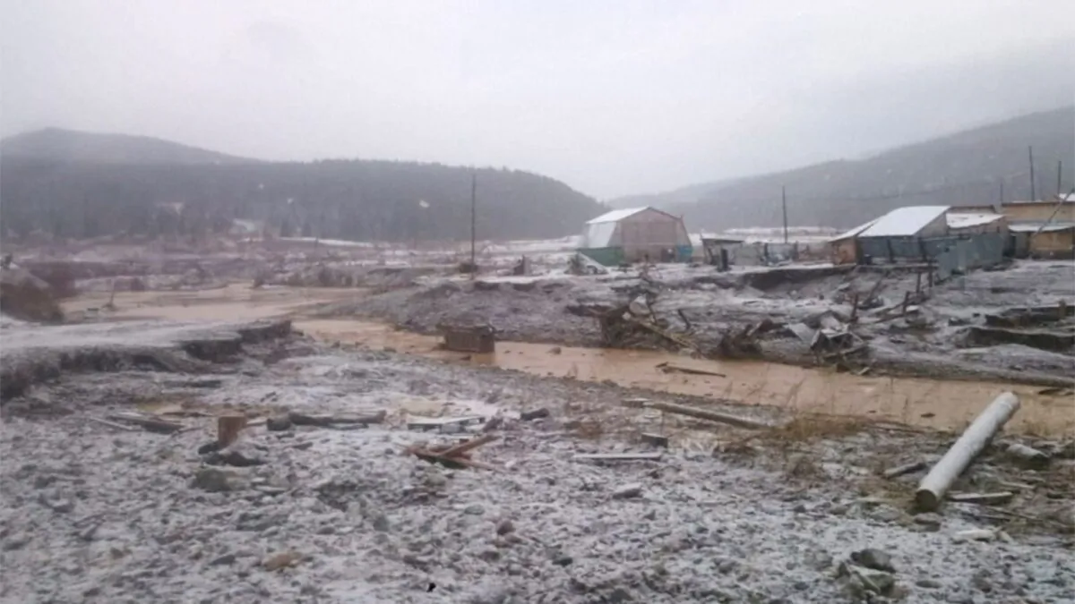 Accident scene following a dam failure in the Krasnoyarsk region, Russia on Oct. 19, 2019. (Still image from video via Reuters)