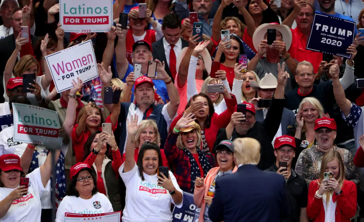 President Donald Trump arrives for a "Keep America Great" Campaign Rally at American Airlines Center in Dallas, Texas, on Oct. 17, 2019. (Tom Pennington/Getty Images)