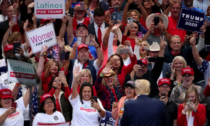 President Donald Trump arrives for a "Keep America Great" Campaign Rally at American Airlines Center in Dallas, Texas, on Oct. 17, 2019. (Tom Pennington/Getty Images)