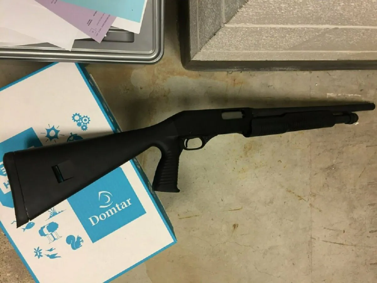 A rifle taken into evidence in the case against Angel Granados-Diaz. Police said the Parkrose High School student was tackled after reportedly bringing a gun into a classroom. (Portland Police Bureau via AP)