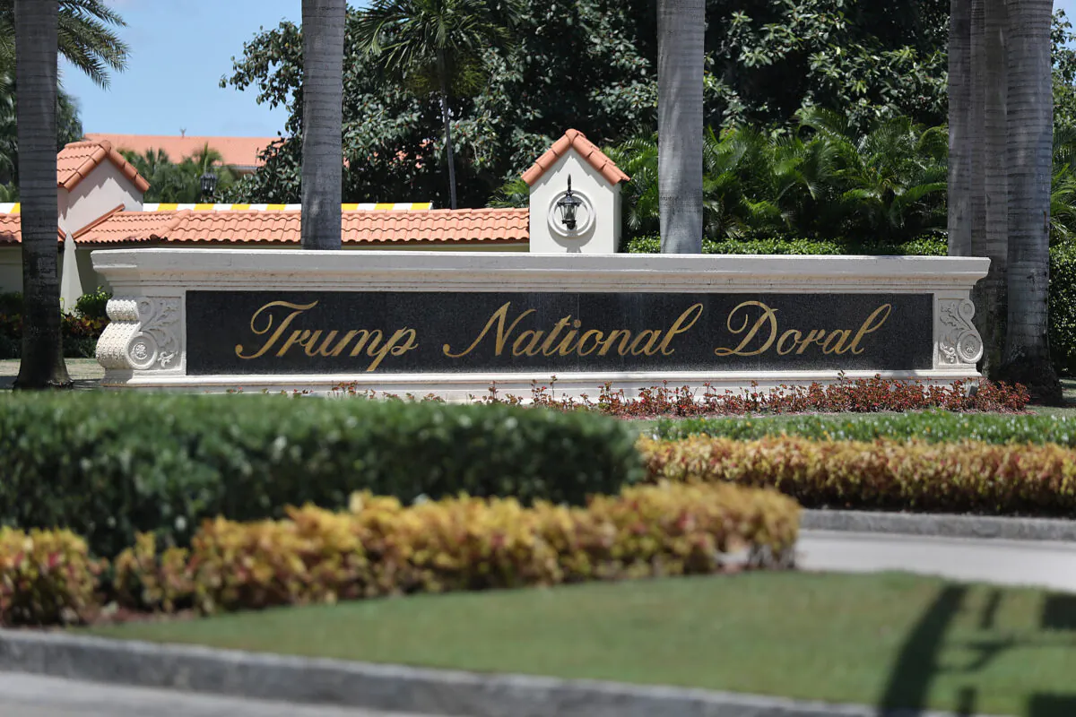 A Trump National Doral sign is seen at the golf resort owned by President Donald Trump's company on August 27, 2019 in Doral, Florida. (Joe Raedle/Getty Images)