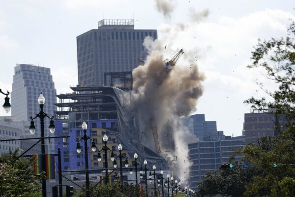 Two large cranes collapse