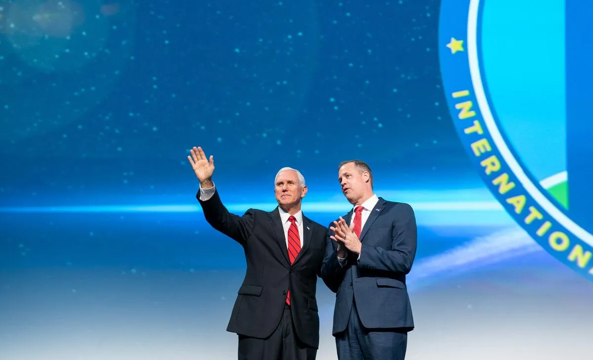 Vice President Mike Pence and NASA Administrator Jim Bridenstine at the 70th International Astronautical Congress in Washington. (Public Domain)