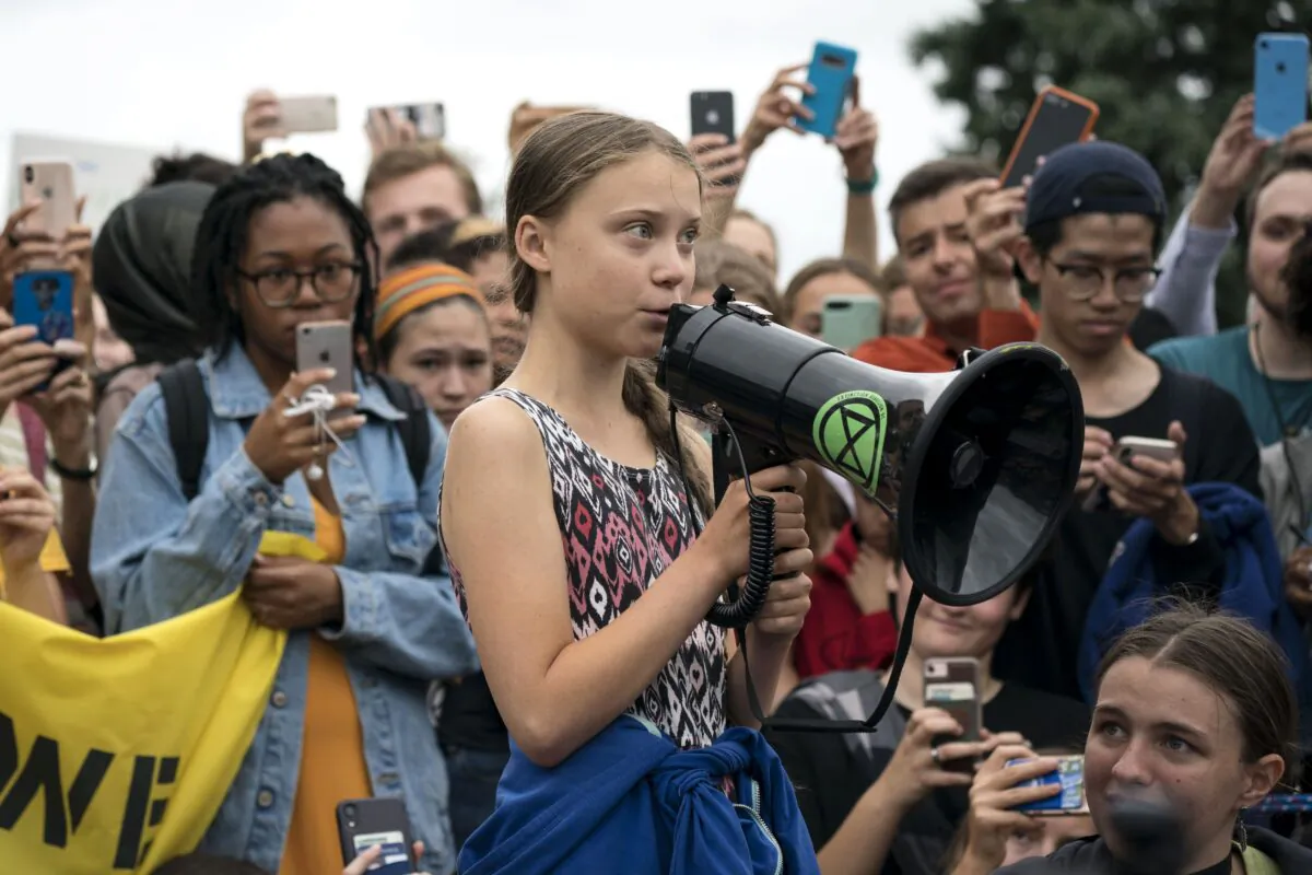 Swedish climate activist Greta Thunberg speaks during a rally outside the White House on Sept. 13, 2019.  (Sarah Silbiger/Getty Images)