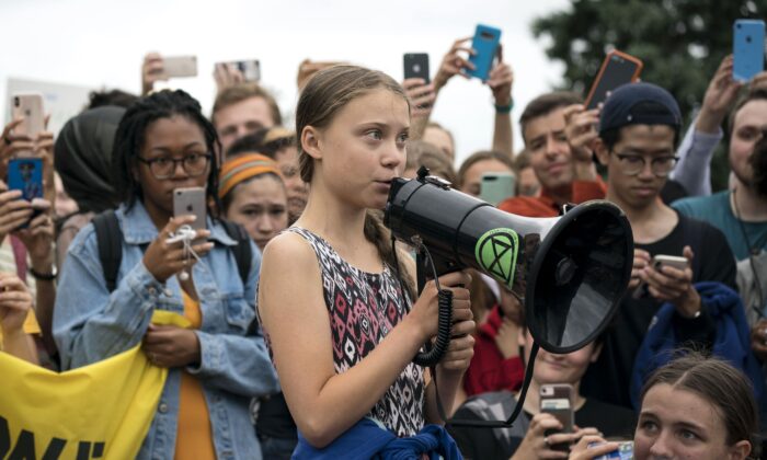 Swedish climate activist Greta Thunberg speaks during a rally outside the White House on Sept. 13, 2019.  (Sarah Silbiger/Getty Images)