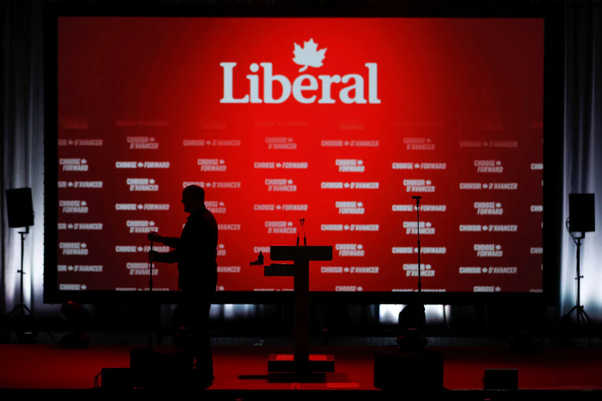 A stage for the Liberal Party is seen at the Palais des Congres in Montreal, Quebec, Canada, on Oct. 21, 2019. (Stephane Mahe/Reuters)