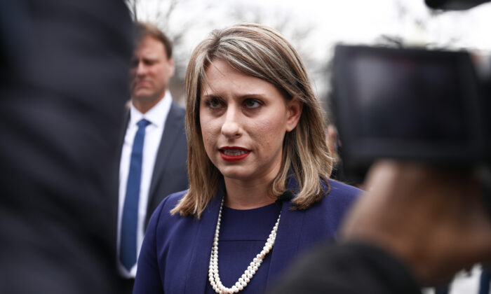 Rep. Katie Hill (D-Calif.) speaks to the media in Washington on Jan. 3, 2019. (Samira Bouaou/The Epoch Times)