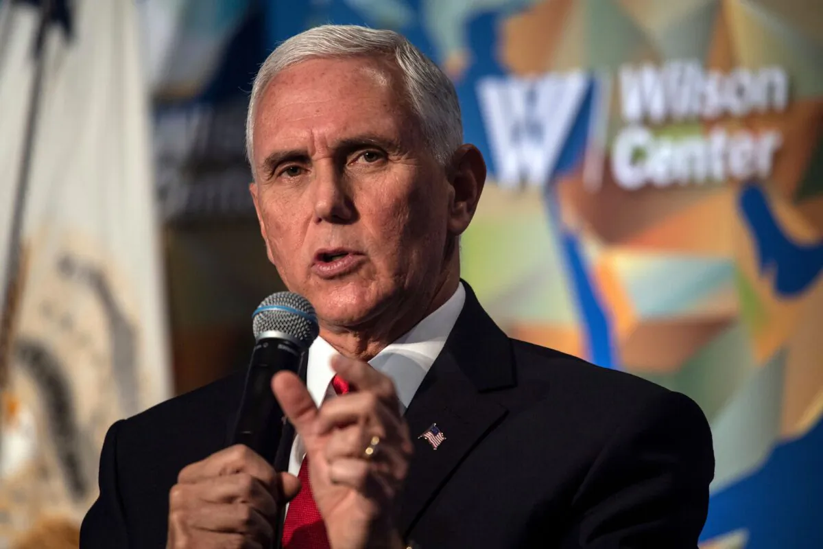 US Vice President Mike Pence speaks on the future of the US relationship with China at the
Wilson Center's inaugural Frederic V. Malek Public Service Leadership lecture, in Washington, on Oct. 24, 2019. (Nicholas Kamm/AFP via Getty Images)