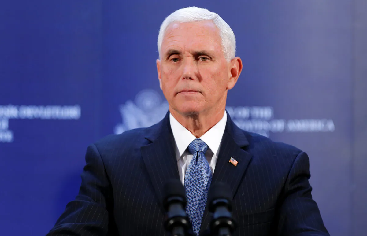 U.S. Vice President Mike Pence attends a news conference at the U.S. Embassy in Ankara, Turkey, on Oct. 17, 2019. (Huseyin Aldemir/Reuters)