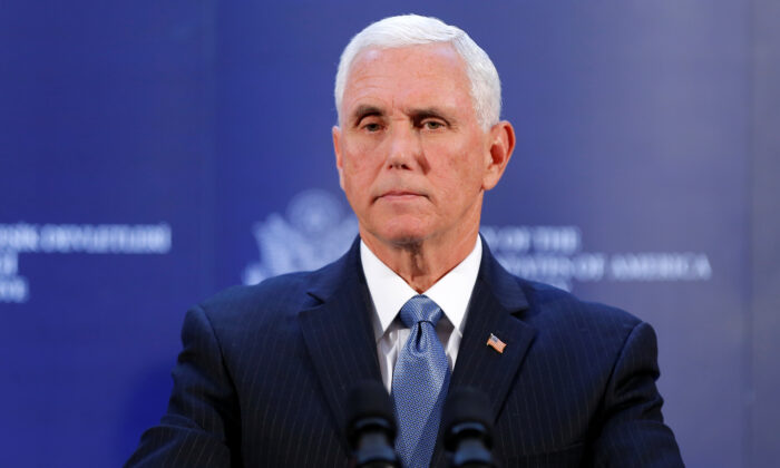 U.S. Vice President Mike Pence attends a news conference at the U.S. Embassy in Ankara, Turkey, on Oct. 17, 2019. (Huseyin Aldemir/Reuters)