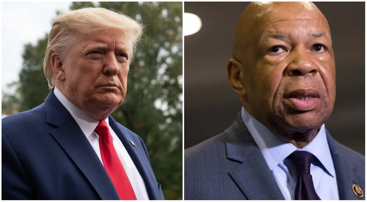 (L) U.S. President Donald Trump speaks to the press before departing the White House in Washington, DC, on Oct. 25, 2019, for South Carolina. (Nicholas Kamm/AFP via Getty Images)

(R) Ranking Member Elijah Cummings (D-MD) of the House Select Committee on Benghazi, speaks with reporters on Capitol Hill in Washington, DC, Sept. 10, 2015. (Saul Loeb/AFP/Getty Images)