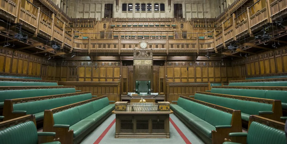 The interior of the Commons Chamber at the Houses of Parliament in central London on Nov. 12, 2015. (JUSTIN TALLIS/AFP/Getty Images)