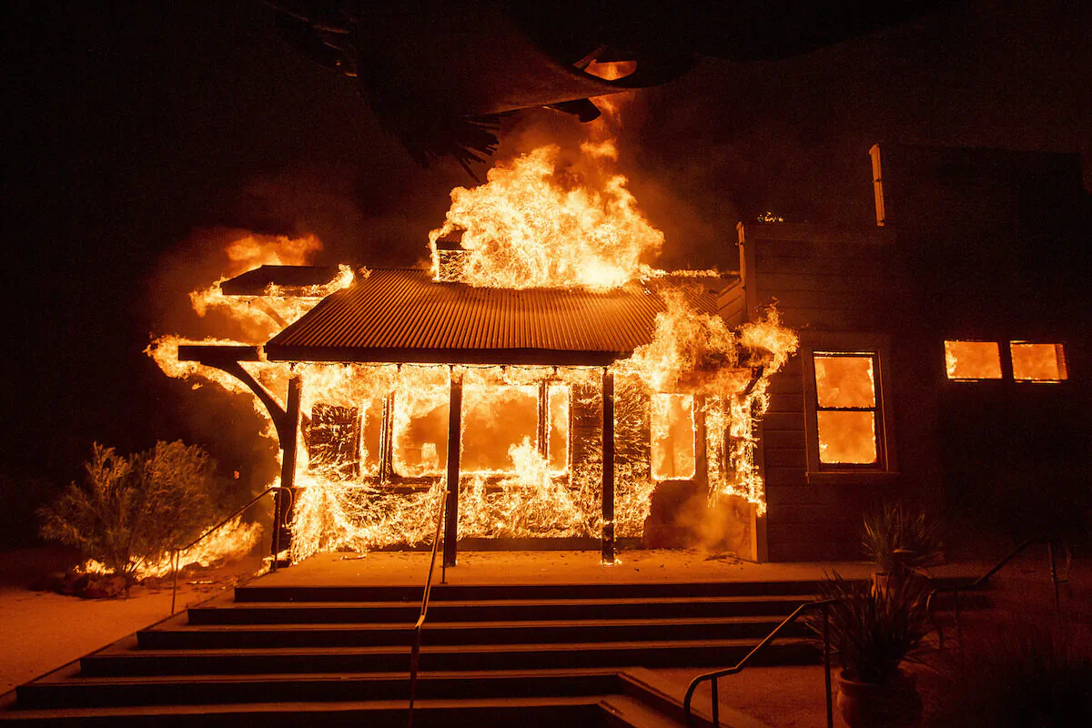 Flames from the Kincade Fire consume Soda Rock Winery in Healdsburg, Calif., on Oct 27, 2019. (Noah Berger/AP Photo)
