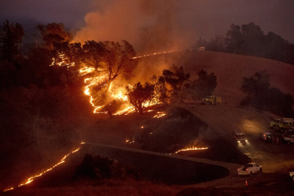 Flames from a backfire