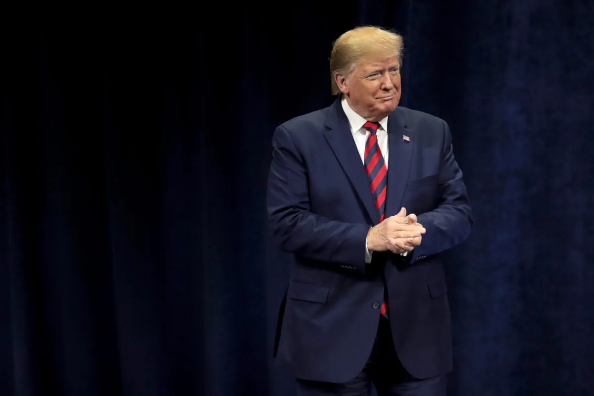 President Donald Trump arrives for an address to the International Association of Chiefs of Police (IACP) convention in Chicago, Ill., on Oct. 28, 2019. (Scott Olson/Getty Images)