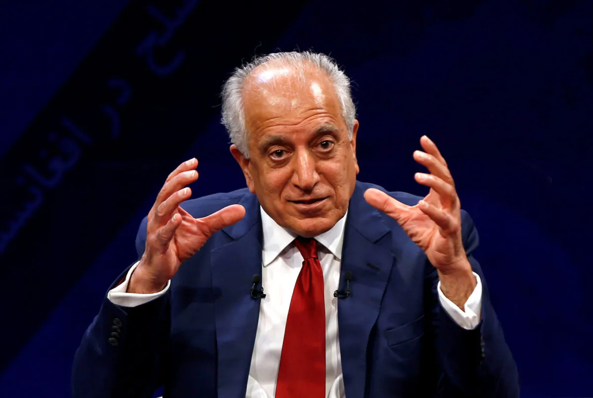 U.S. envoy for peace in Afghanistan Zalmay Khalilzad speaks during a debate at Tolo TV channel in Kabul, Afghanistan, on April 28, 2019. (Omar Sobhani/Reuters)
