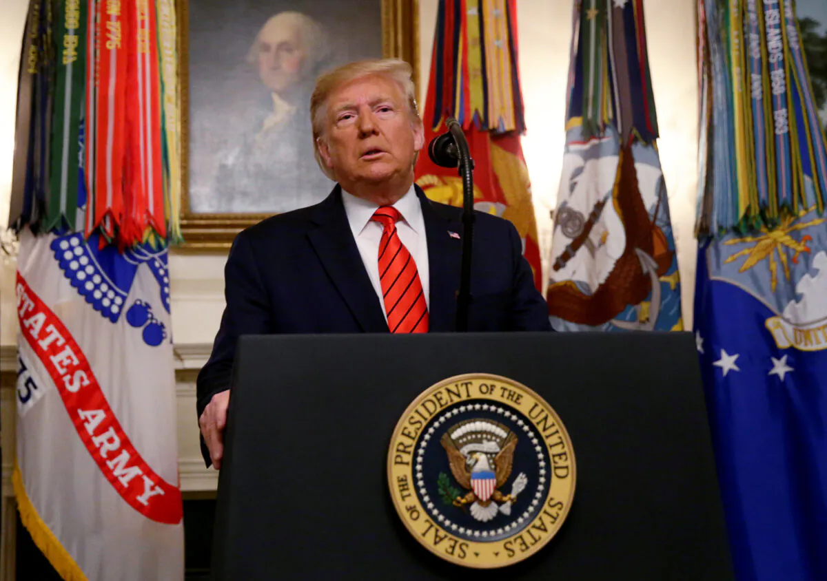 President Donald Trump makes a statement at the White House following reports that U.S. forces attacked Islamic State leader Abu Bakr al-Baghdadi in northern Syria, in Washington, on Oct. 27, 2019. (Jim Bourg/Reuters)