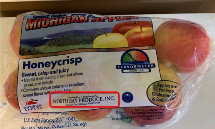 North Bay Produce issued a voluntary recall of Honeycrisp, Fuji, Jonamac, Jonathan, McIntosh, and Red Delicious apples sold between Oct. 16 and Oct. 21. They were sold in two-pound or three-pound bags and in 600-pound bins, according to a press release from the firm. (North Bay Produce)