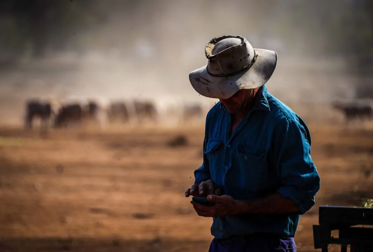 Australian farmer on his property in north-western New South Wales, Australia, on Oct. 3, 2019. (David Gray/Stringer/Getty Images)