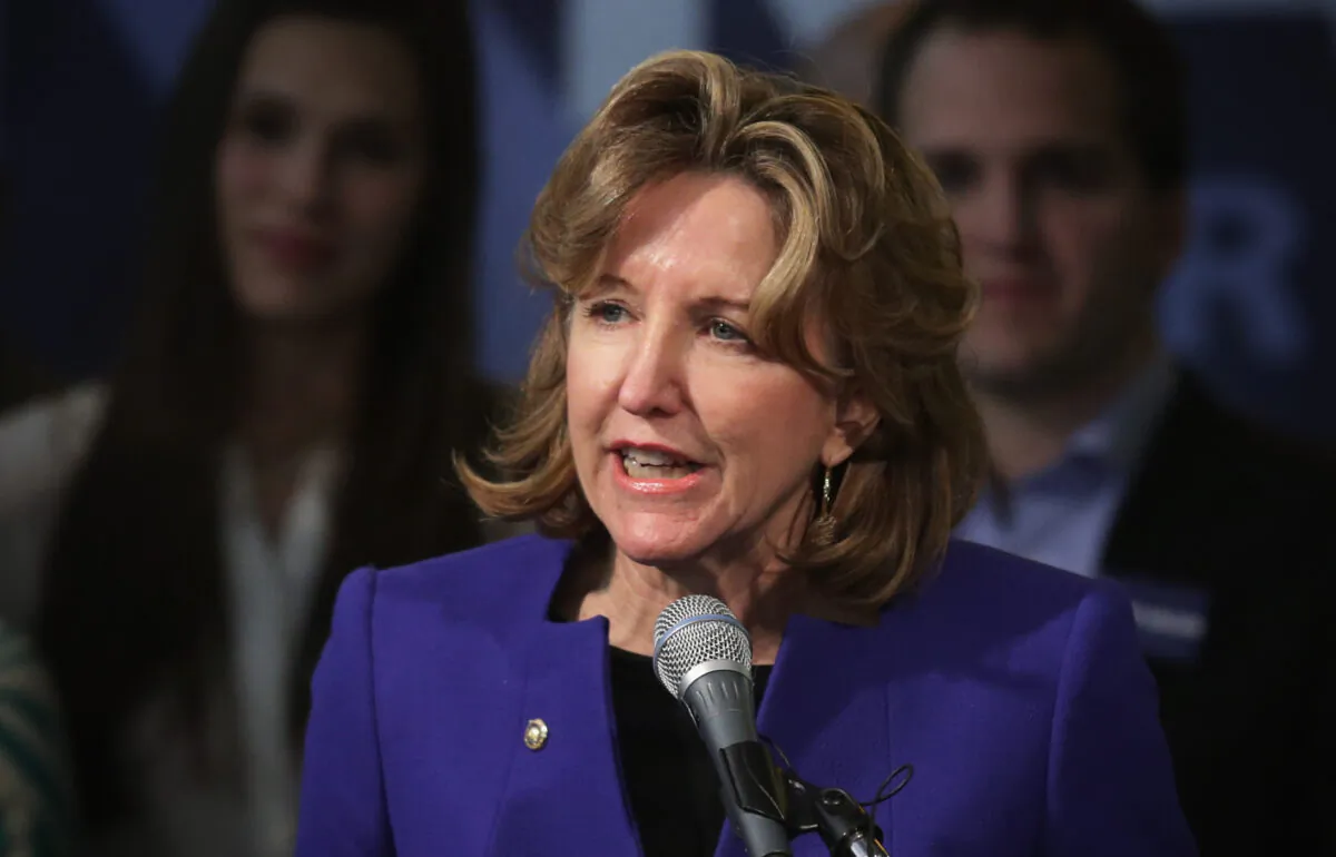 Sen. Kay Hagan (D-N.C.) concedes as she speaks to supporters during her election night party in Greensboro, North Carolina on Nov. 4, 2014. (Photo by Alex Wong/Getty Images)