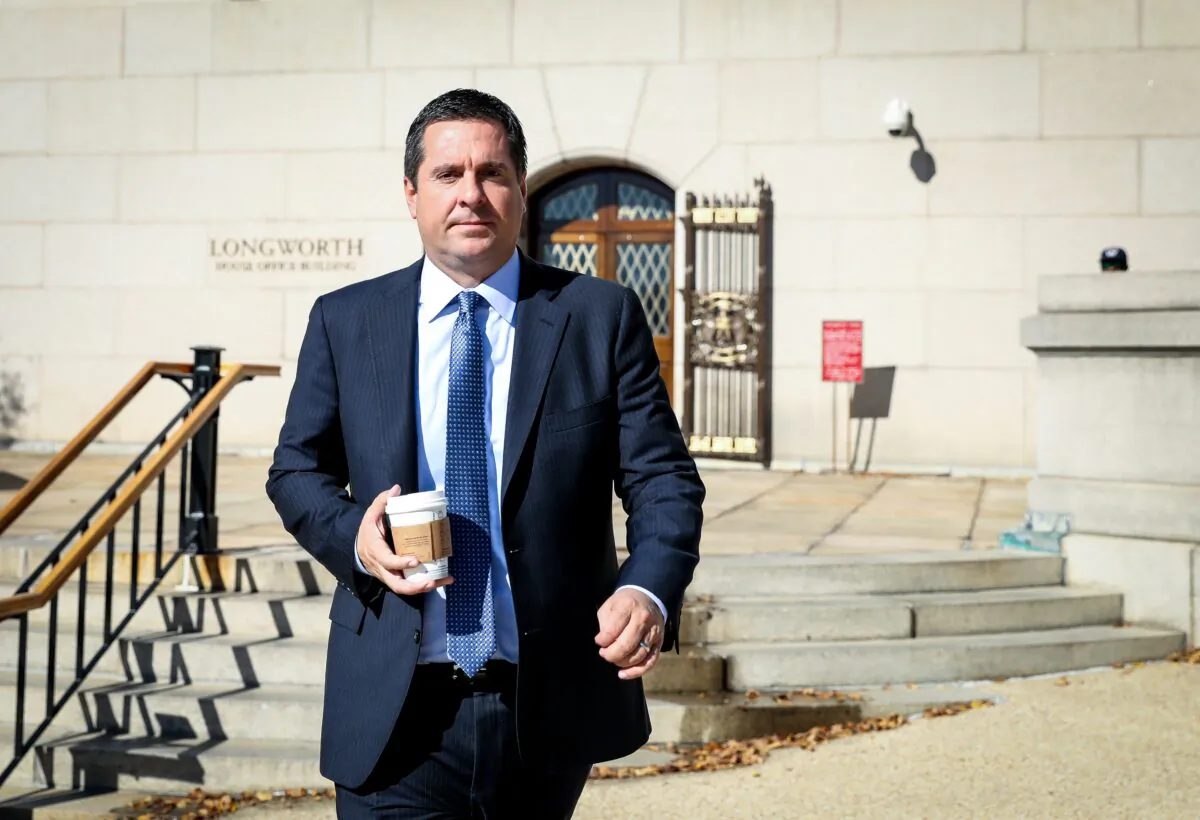 Rep. Devin Nunes walks near the Longworth House Office Building in Washington on Oct. 28, 2019. (Samira Bouaou/The Epoch Times)