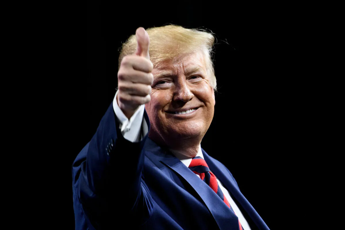 President Donald Trump gestures during the International Association of Chiefs of Police Annual Conference and Exposition at the McCormick Place Convention Center in Chicago, Illinois on Oct. 28, 2019. (Brendan Smialowski/AFP via Getty Images)