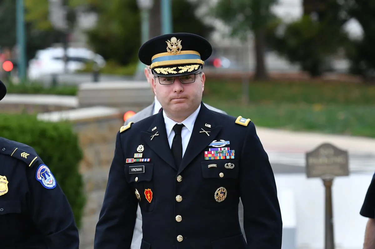 National Security Council Director for European Affairs Alexander Vindman arrives for a closed-door deposition at the US Capitol in Washington, on Oct. 29, 2019. (Mandel Ngan/AFP via Getty Images)
