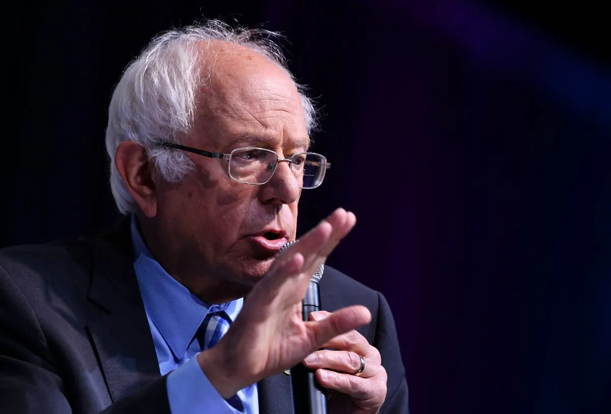 Democratic presidential candidate Sen. Bernie Sanders (I-Vt.) speaks during the 2019 J Street National Conference at the Walter E. Washington Convention Center in Washington on Oct. 28, 2019. (Mandel Ngan/AFP via Getty Images)