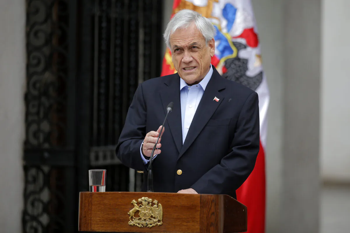 Chilean President Sebastian Piñera addresses the nation in Santiago on Oct. 26, 2019. (Pedro Lopez/AFP via Getty Images)