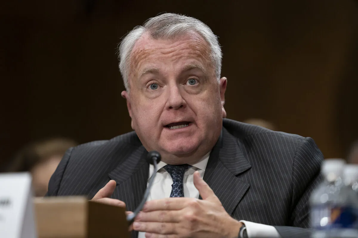 Deputy Secretary of State John Sullivan appears before the Senate Foreign Relations Committee for his confirmation hearing to be the new U.S. ambassador to Russia, on Capitol Hill in Washington, Wednesday, Oct. 30, 2019. President Donald Trump's nominee faced questions about Russian election interference and the ouster of the U.S. ambassador to Ukraine at his Senate confirmation hearing.
(AP Photo/J. Scott Applewhite)