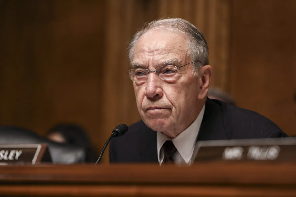 Sen. Chuck Grassley (R-Iowa) during a Senate Judiciary hearing on Capitol Hill in Washington on Oct. 22, 2019. (Charlotte Cuthbertson/The Epoch Times)